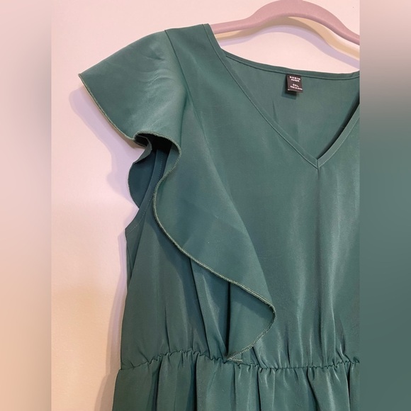 Shein Curve Ruffle Front Sleeveless Dress, Size 0X, Green - Picture 2 of 9